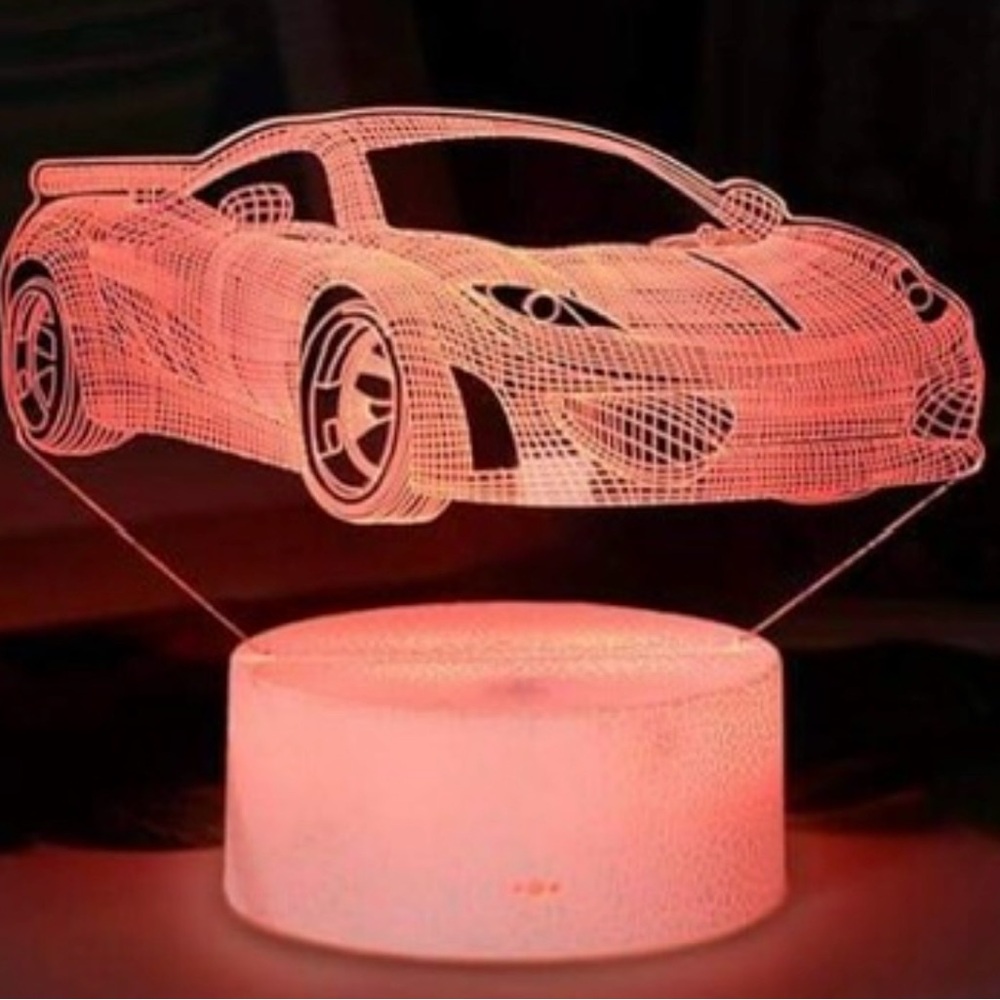 3d illusion night light race car